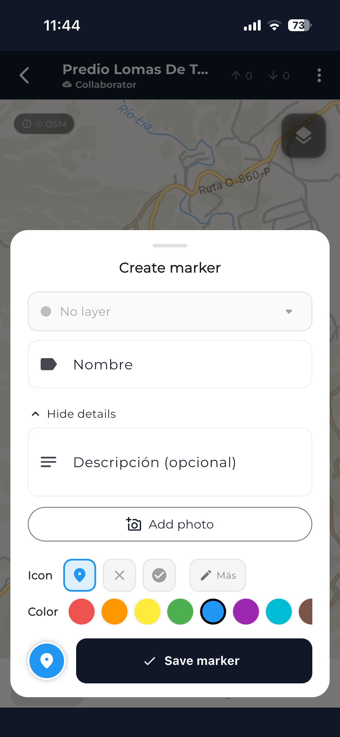 Crear marcador con plantilla personalizada